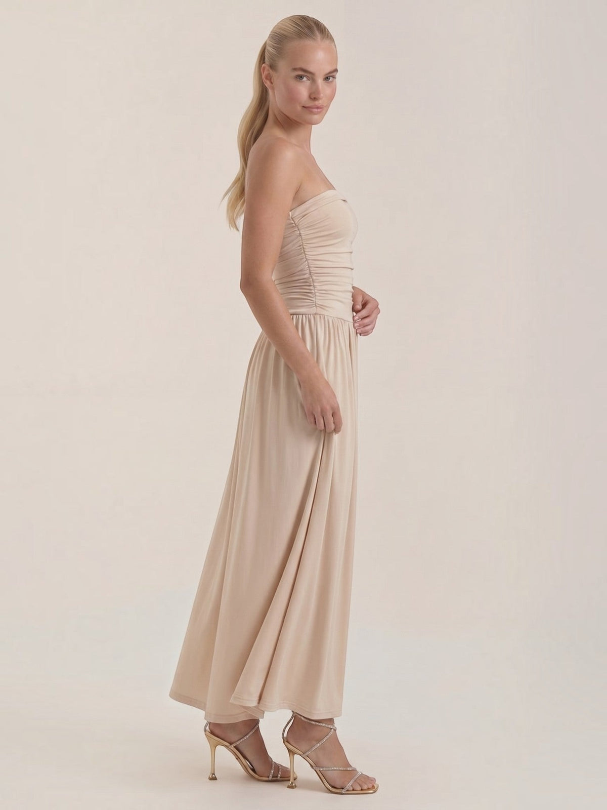 Keira Strapless Drop Waist Maxi Dress