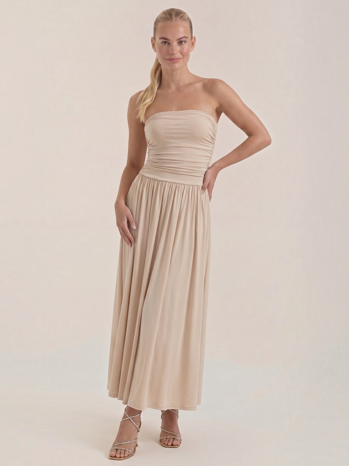 Keira Strapless Drop Waist Maxi Dress