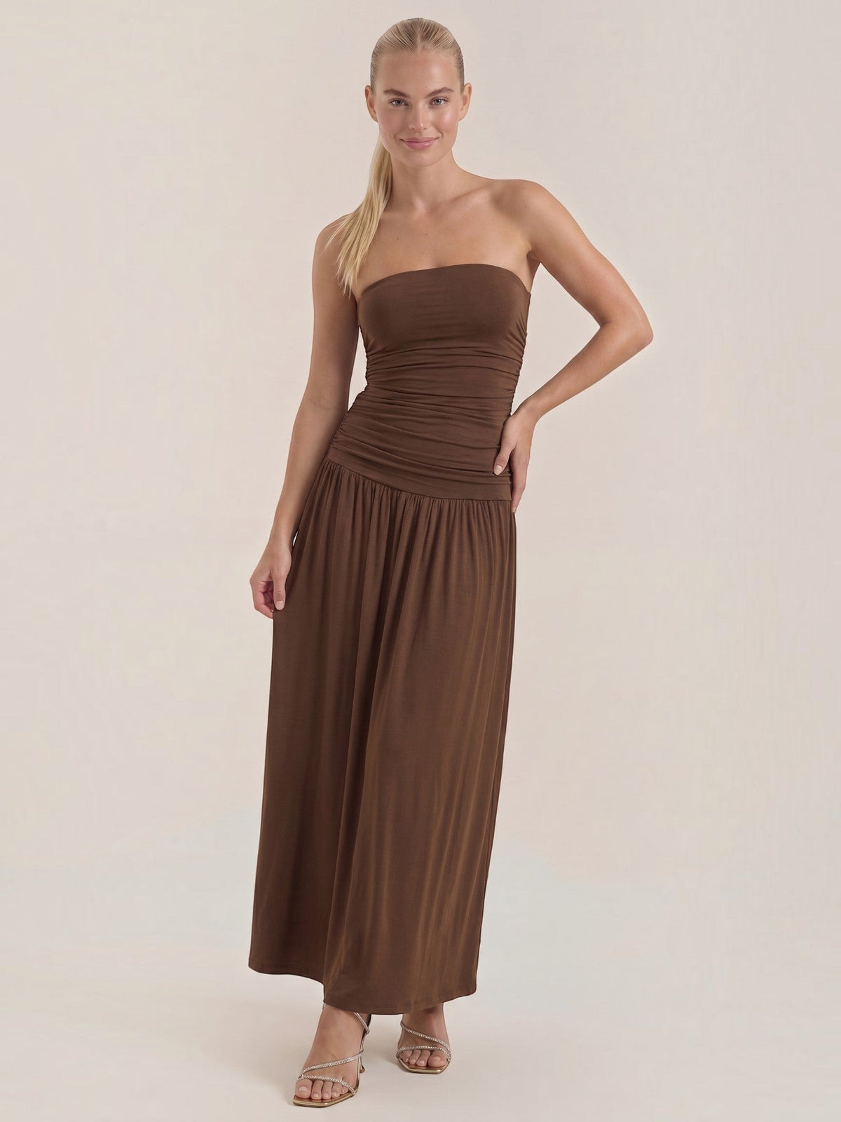 Keira Strapless Drop Waist Maxi Dress