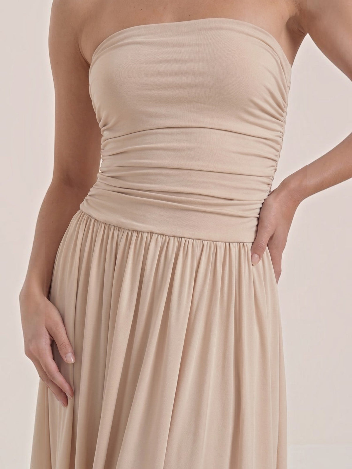 Keira Strapless Drop Waist Maxi Dress