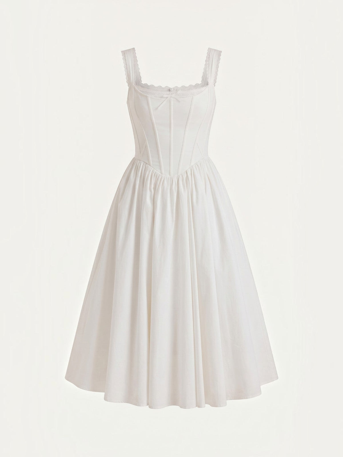 Kenya Corset Style Lace Trim Midi Dress