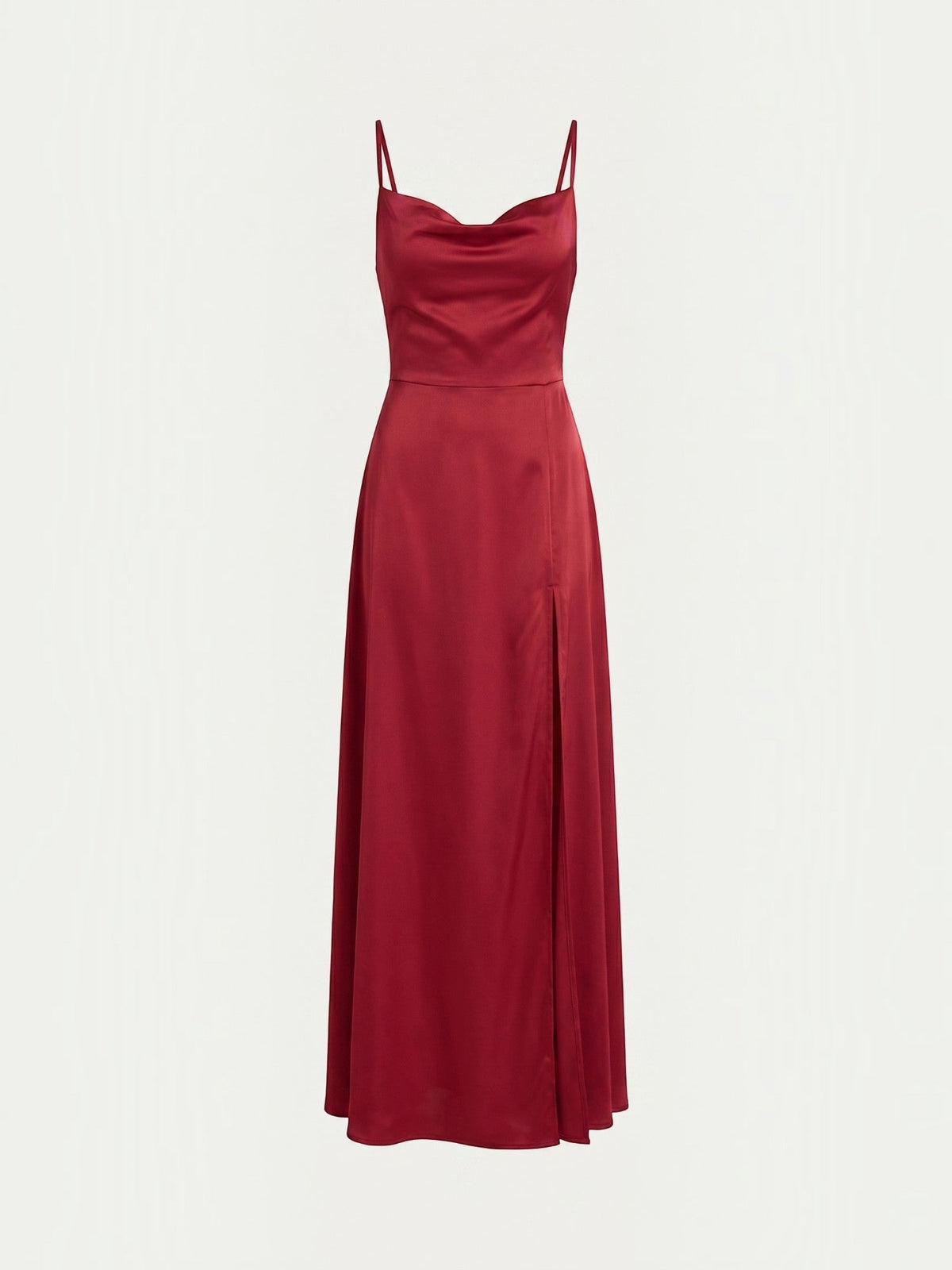 Indie Satin Cowl Neck Midi Dress with Slit