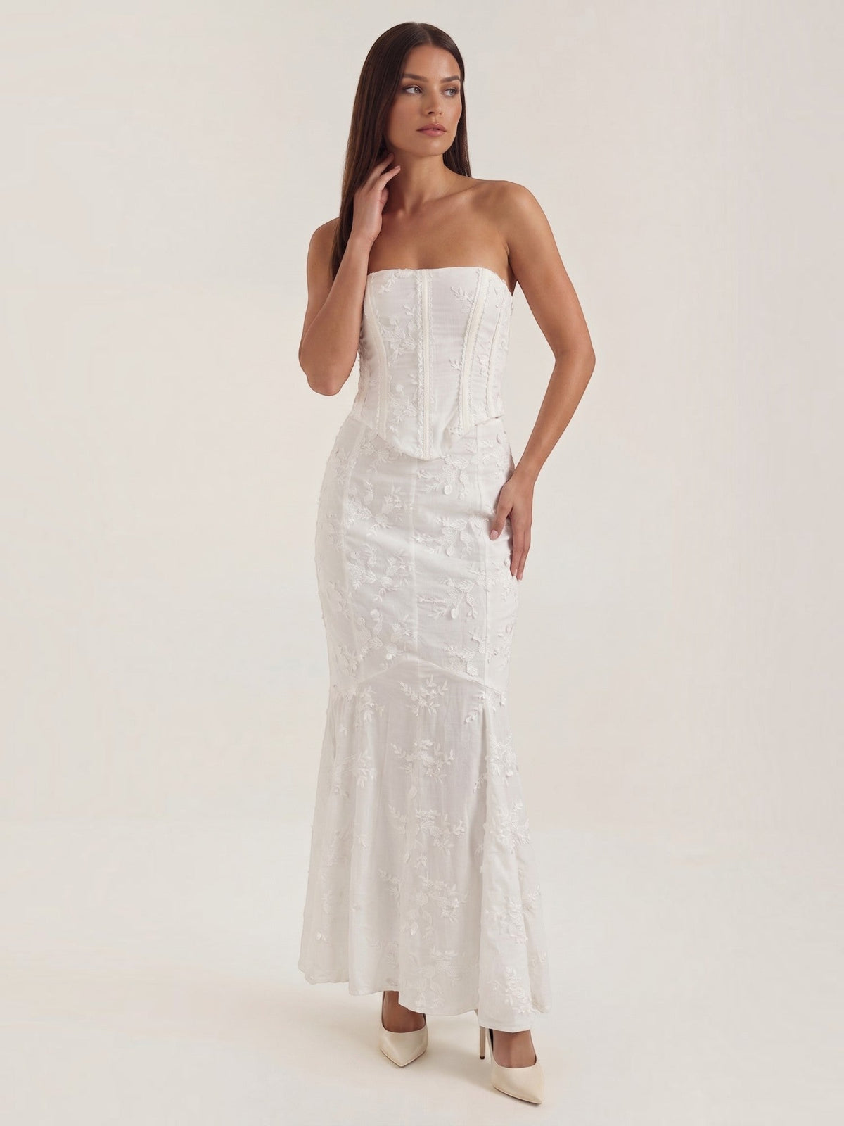 Anastasia Lace Corset Style Two Piece Maxi Dress