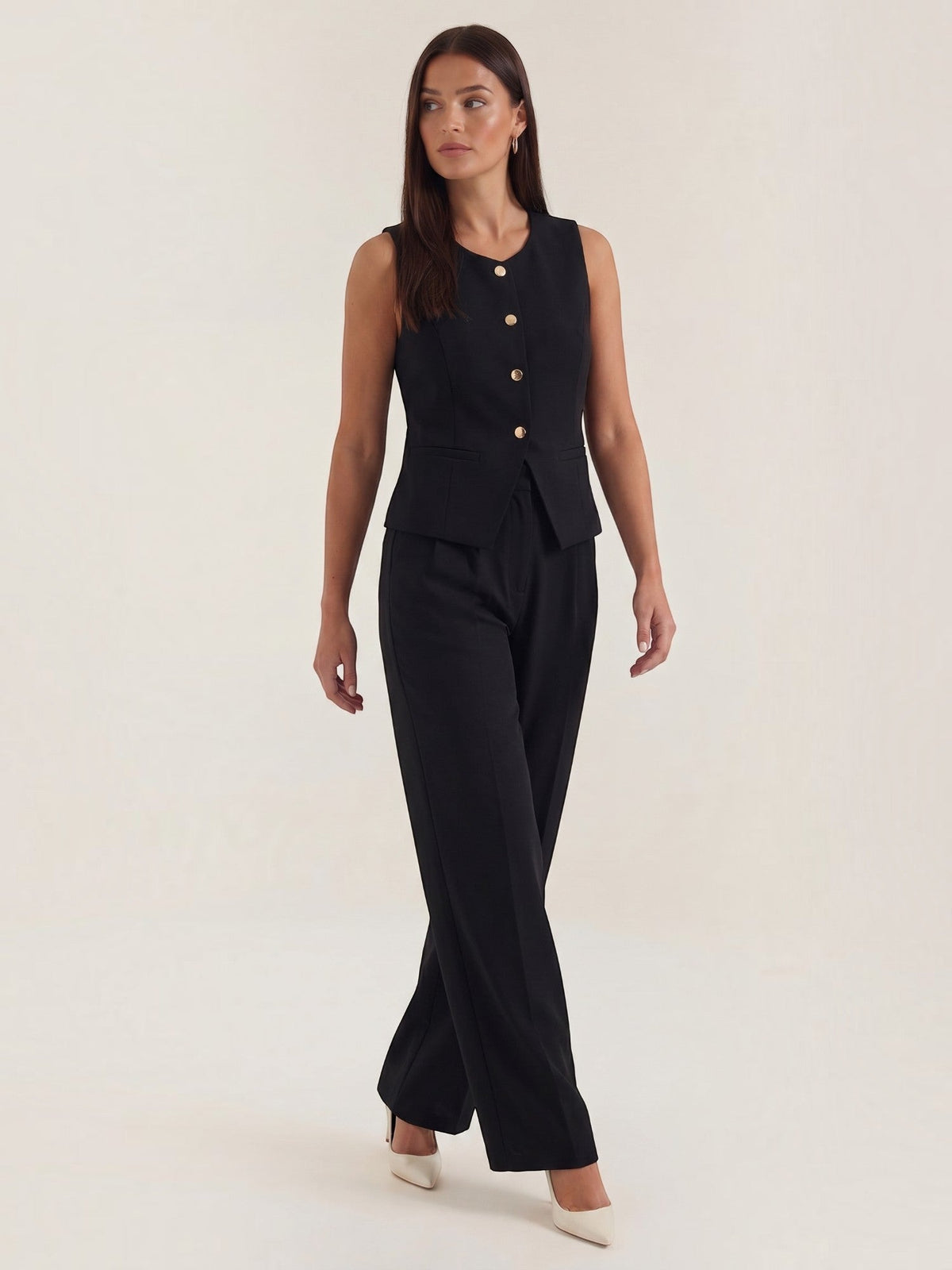 Anita Tailored Vest and Wide Leg Pants Set