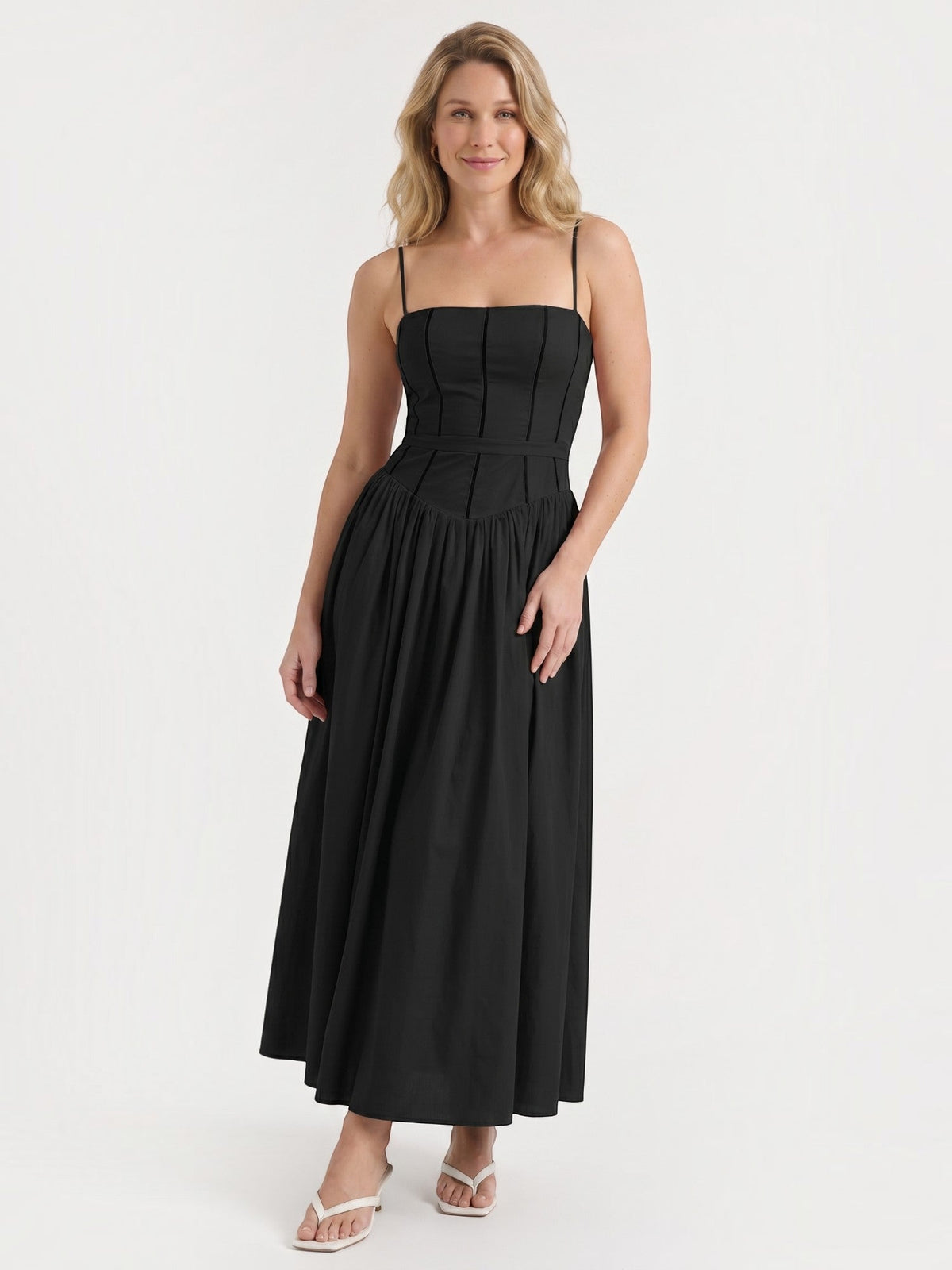 Celia Corset Style Broderie Midi Dress