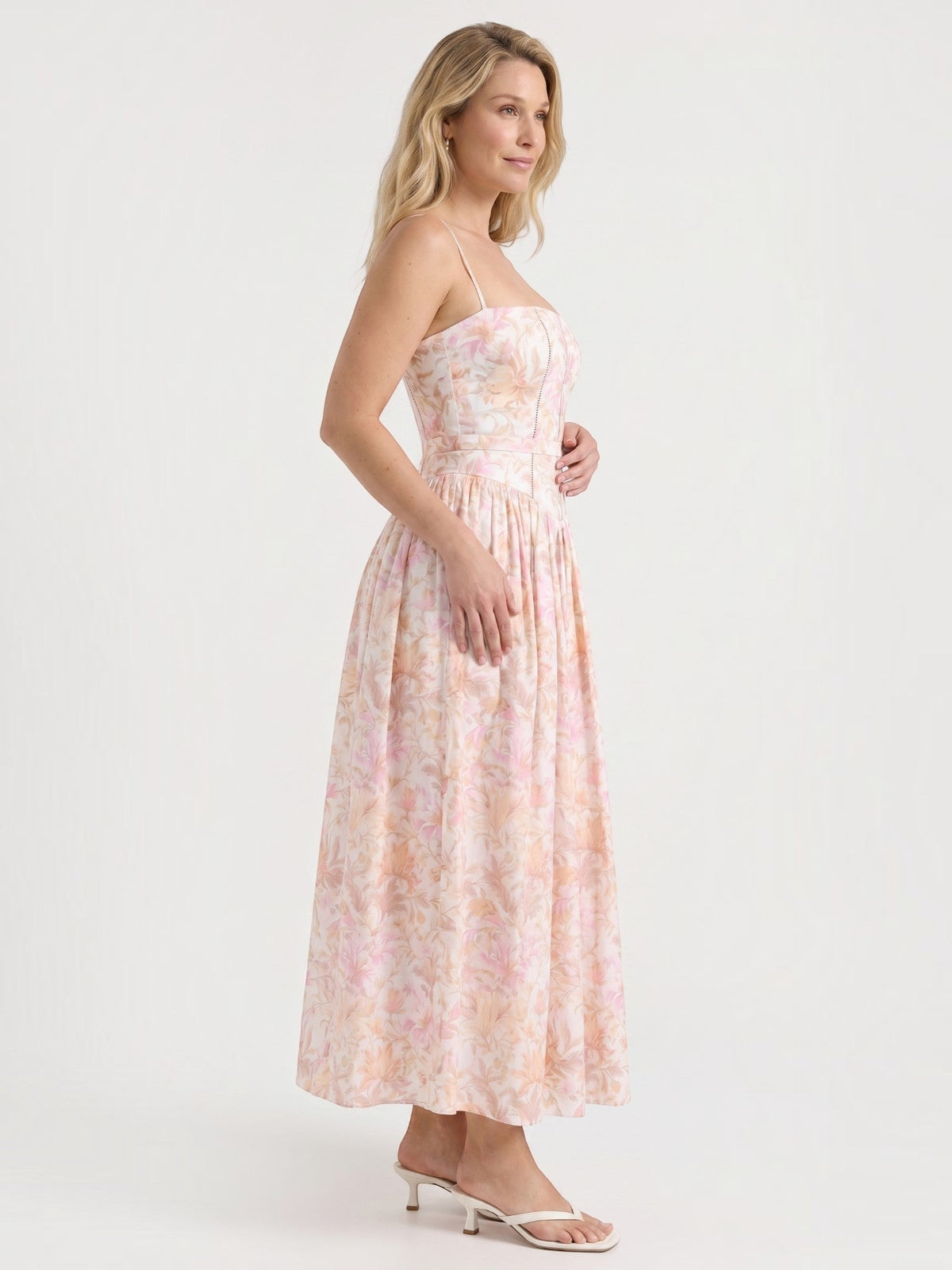 Celia Corset Style Broderie Midi Dress