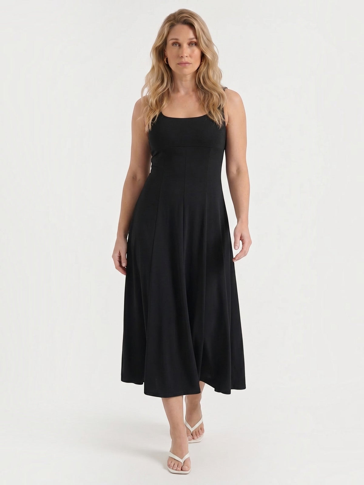 Florina Square Neck Panelled Midi Dress