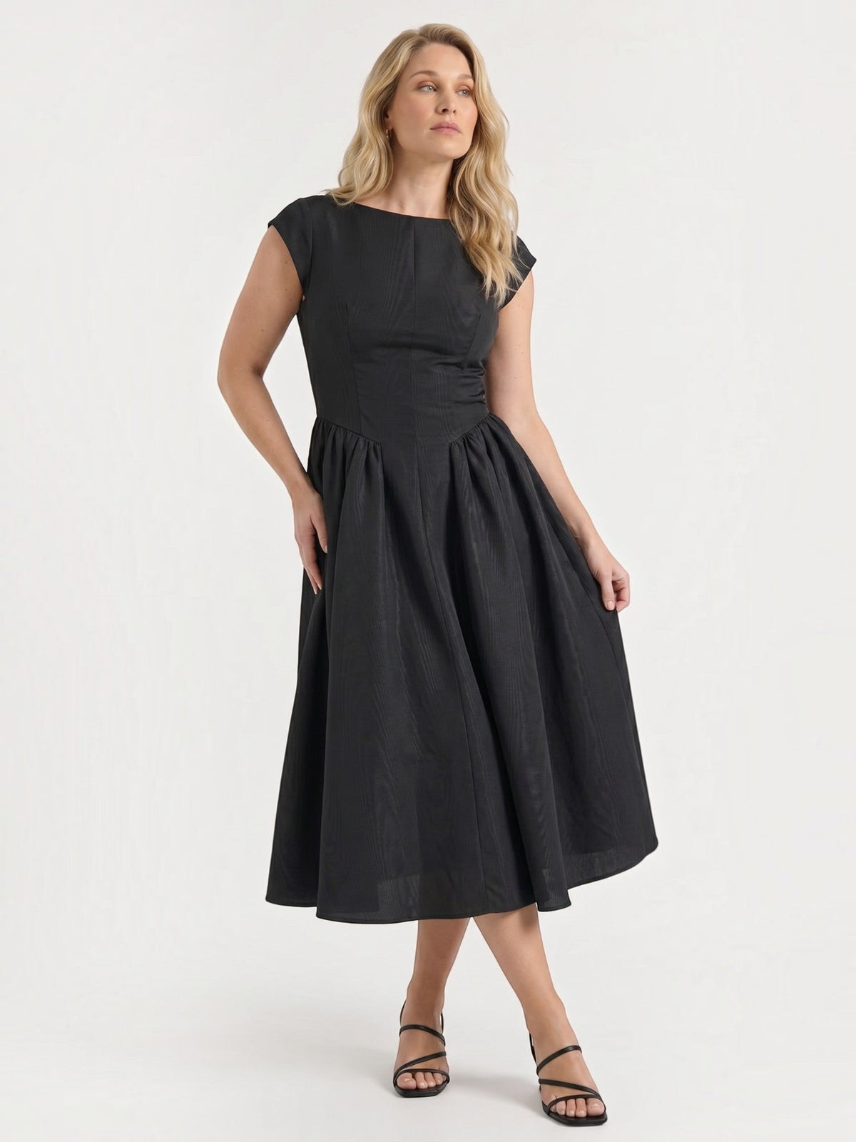Janice Flutter Sleeve Flared Midi Dress