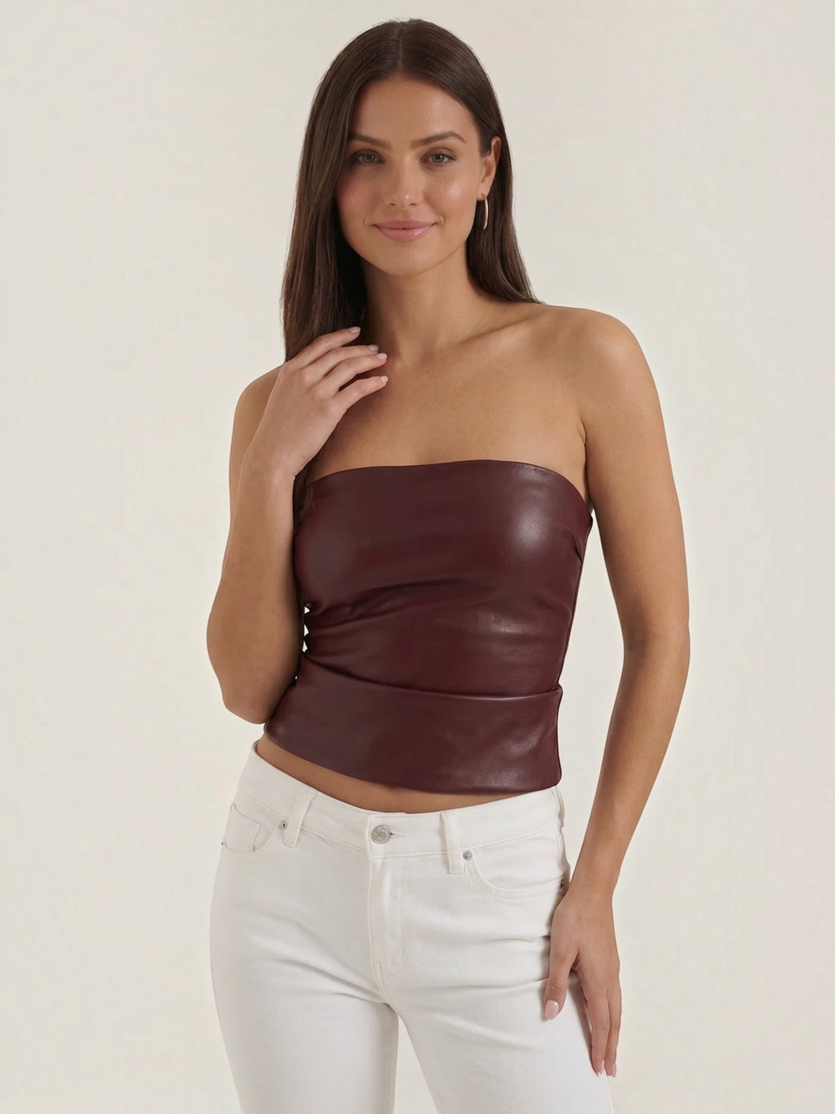 Cassie Faux Leather Corset Style Bandeau Top