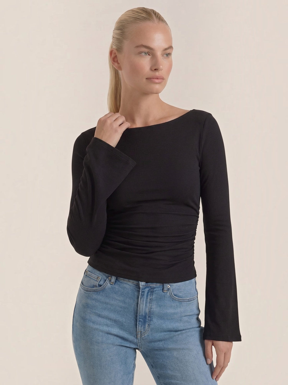 Leona Flared Trumpet Sleeve Top