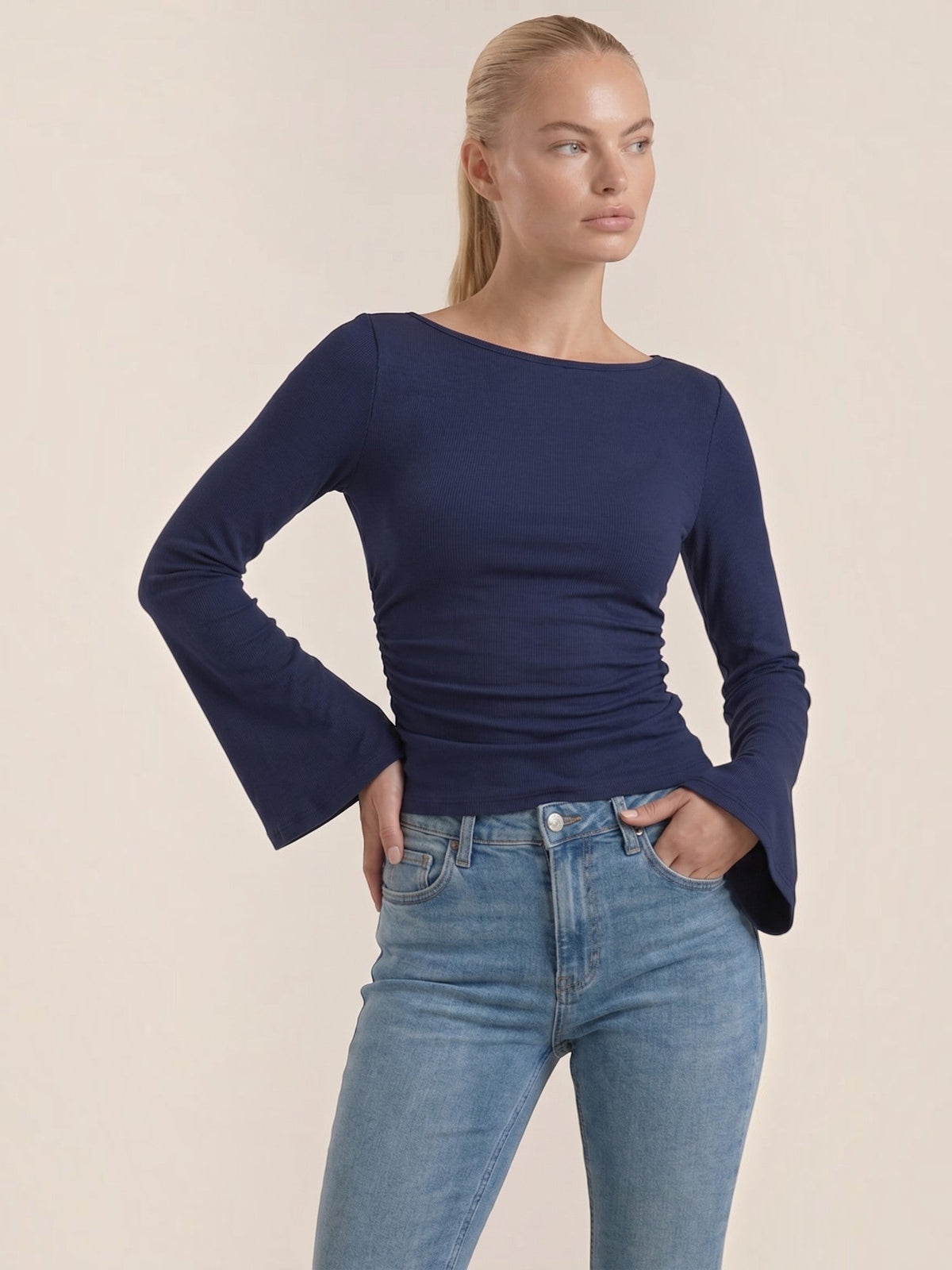Leona Flared Trumpet Sleeve Top