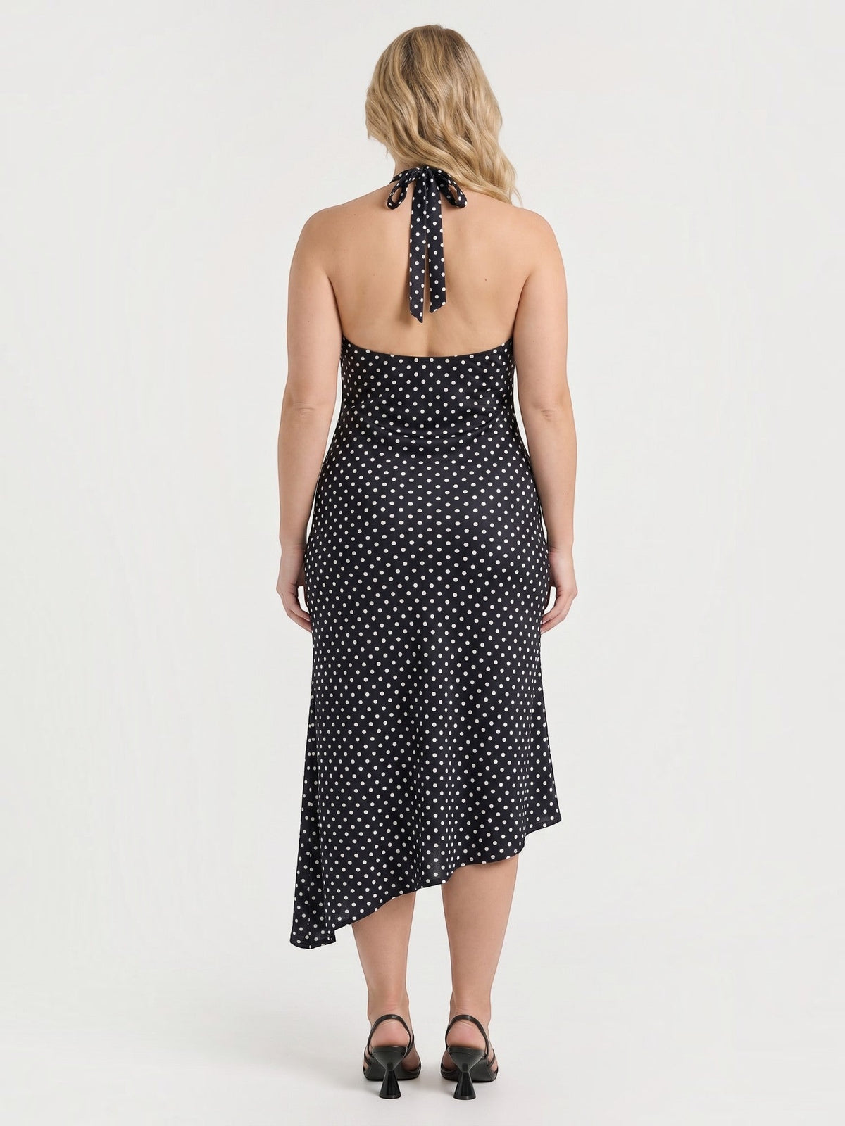 Layla Polka Dot Lace Trim Slip Midi Dress