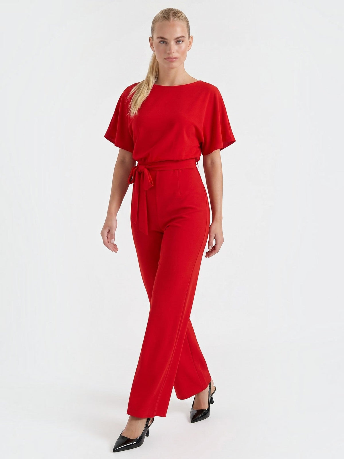Madeline Batwing Sleeve Belted Jumpsuit