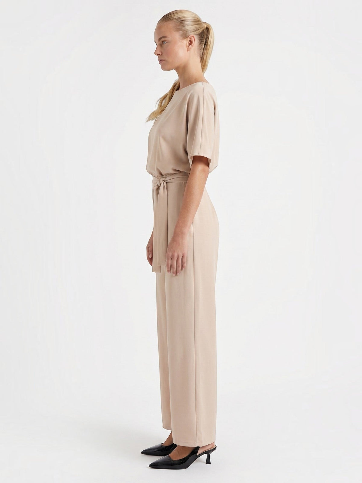 Madeline Batwing Sleeve Belted Jumpsuit
