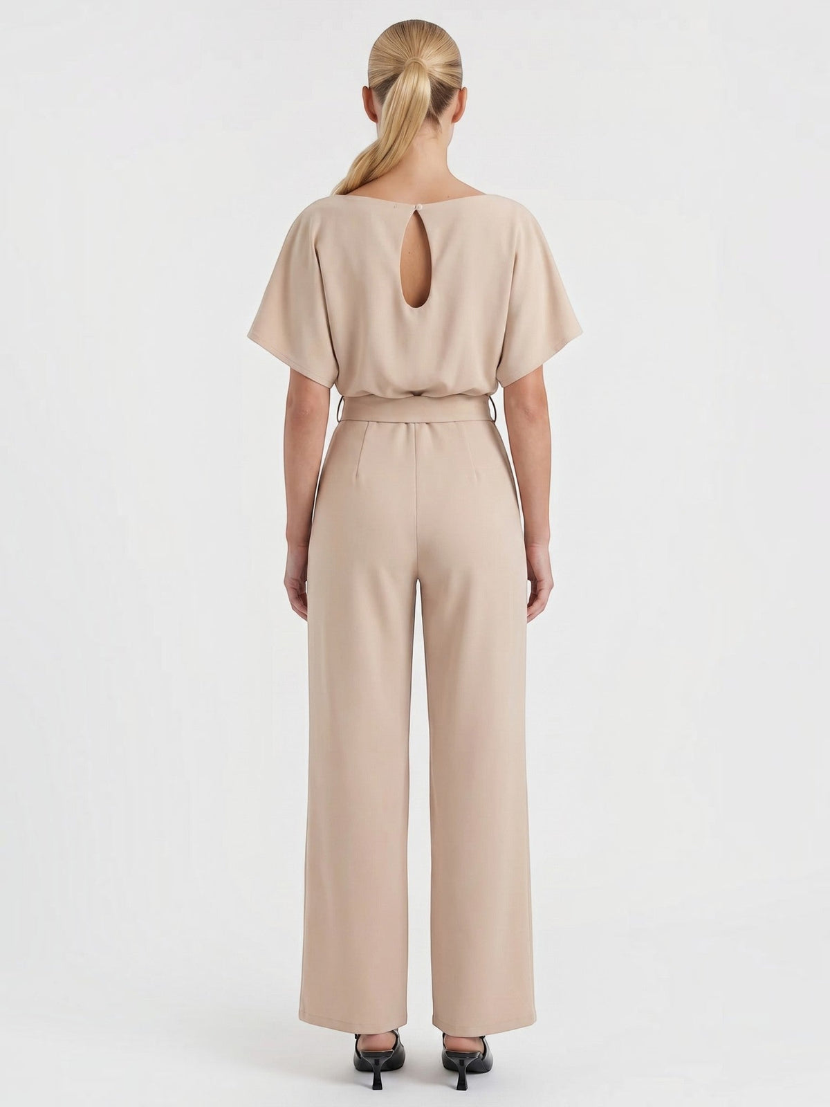 Madeline Batwing Sleeve Belted Jumpsuit