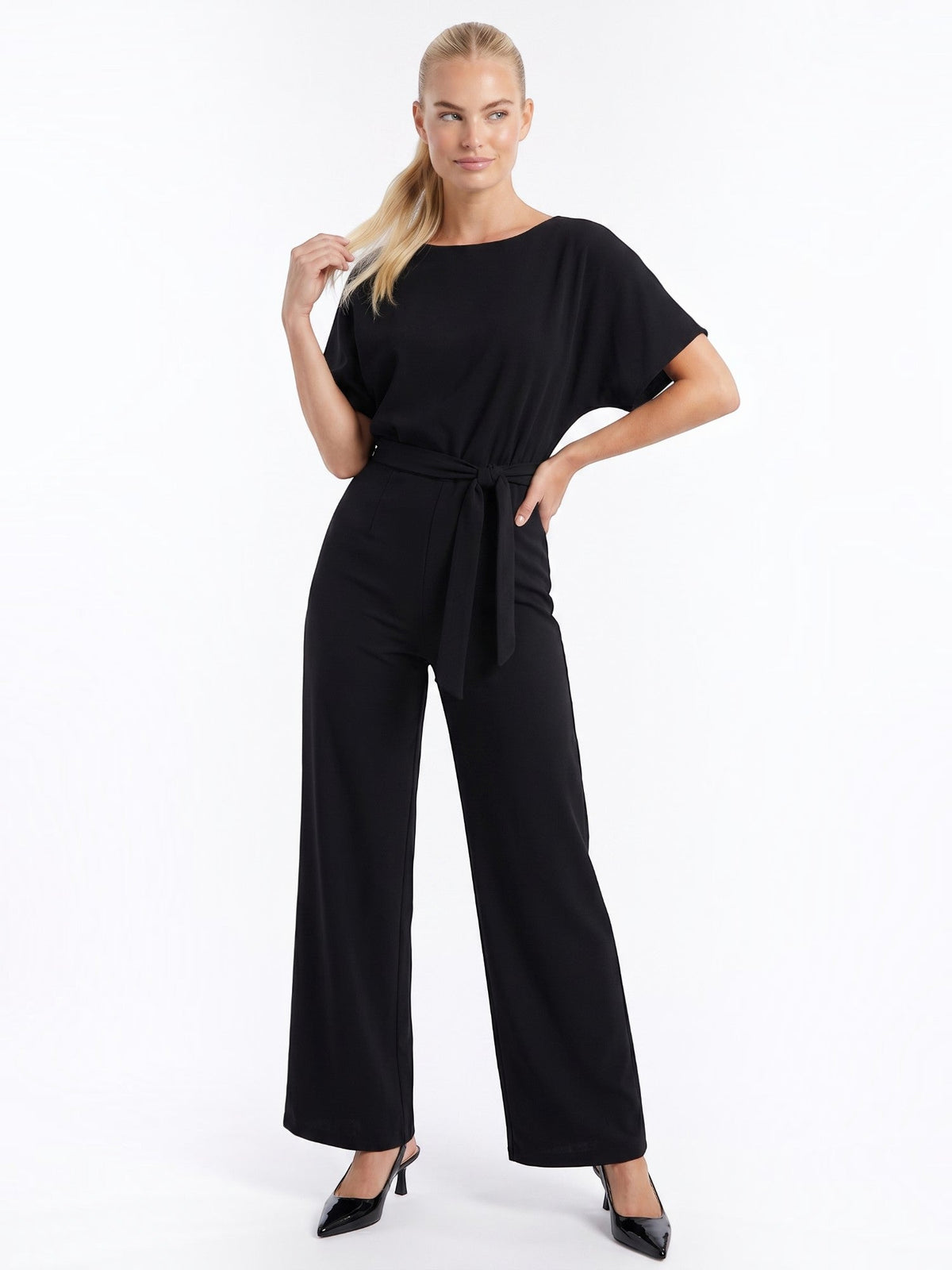 Madeline Batwing Sleeve Belted Jumpsuit