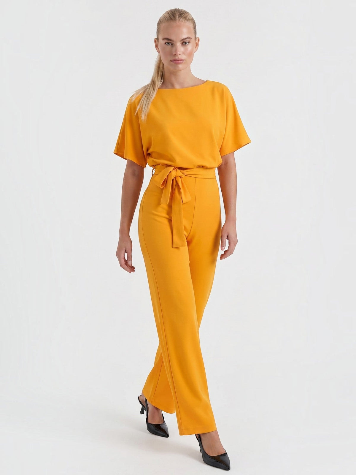 Madeline Batwing Sleeve Belted Jumpsuit
