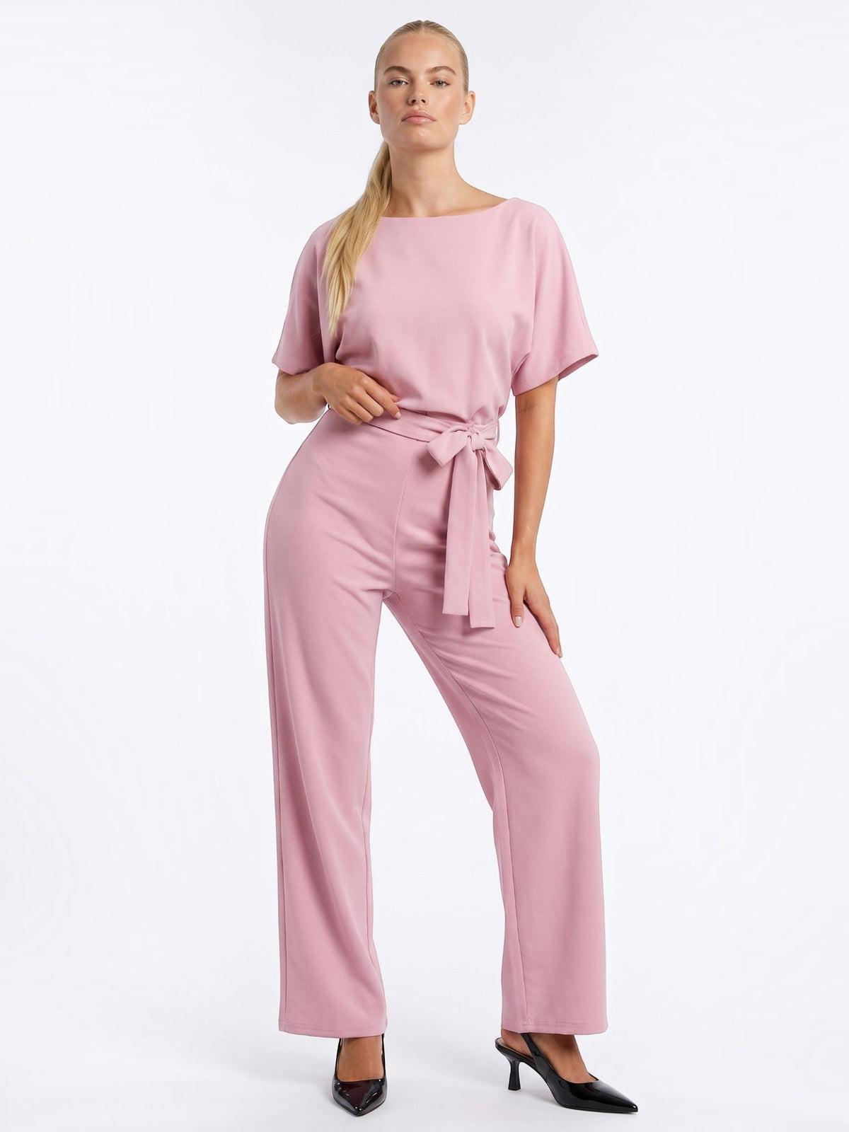 Madeline Batwing Sleeve Belted Jumpsuit