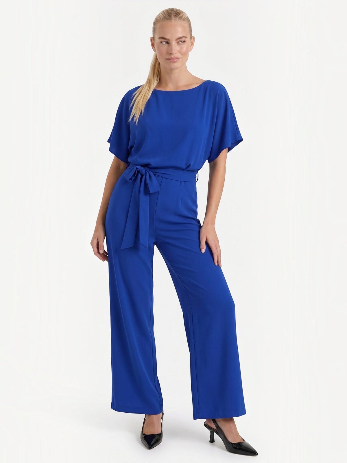 Madeline Batwing Sleeve Belted Jumpsuit