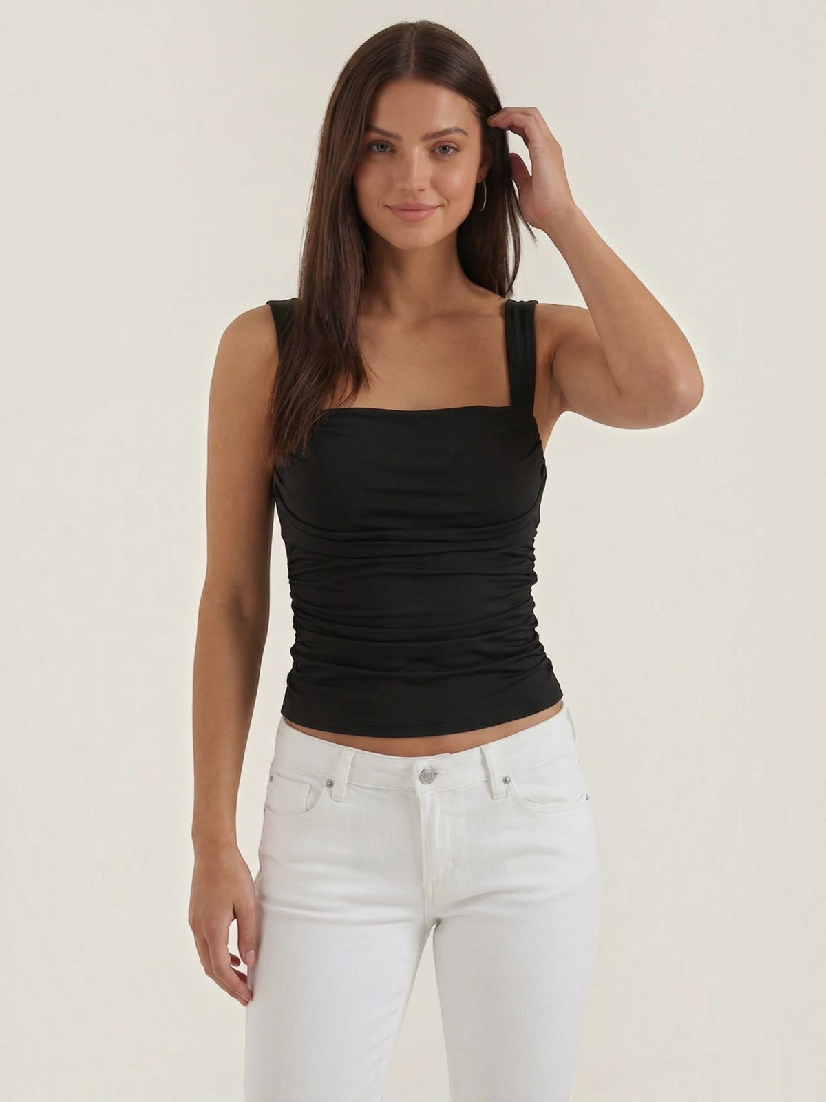 Blair Square Neck Ruched Tank Top
