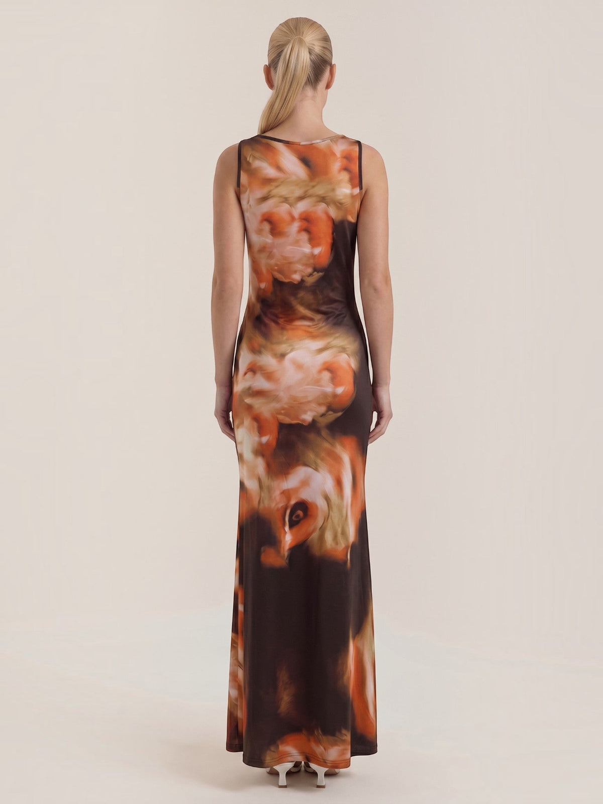 Hattie Abstract Floral Scarf Neck Mini Dress