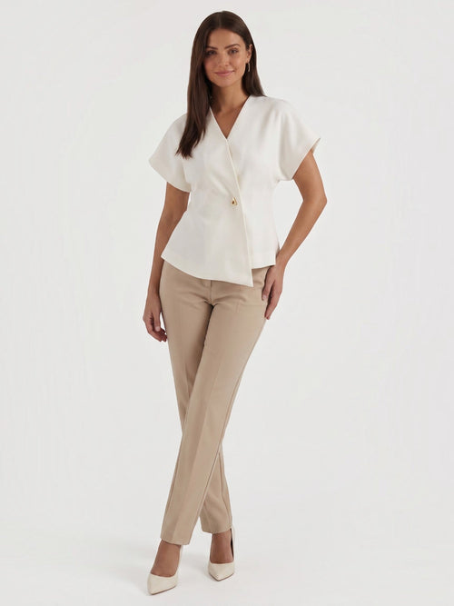 Amira Asymmetric Wrap Blazer Top