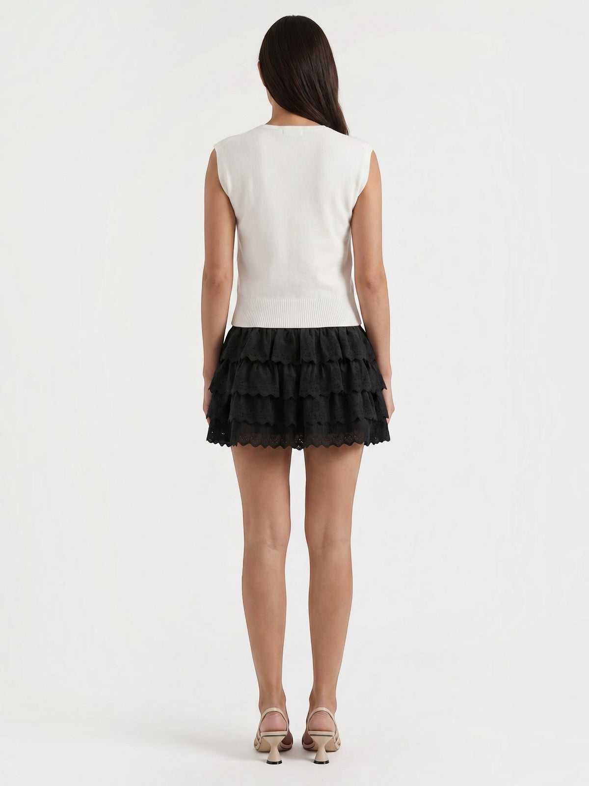 Elyse Broderie Anglaise Tiered Mini Skirt