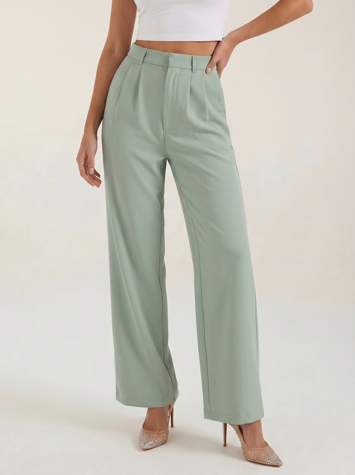 Emma Pleated High Waisted Wide Leg Pants