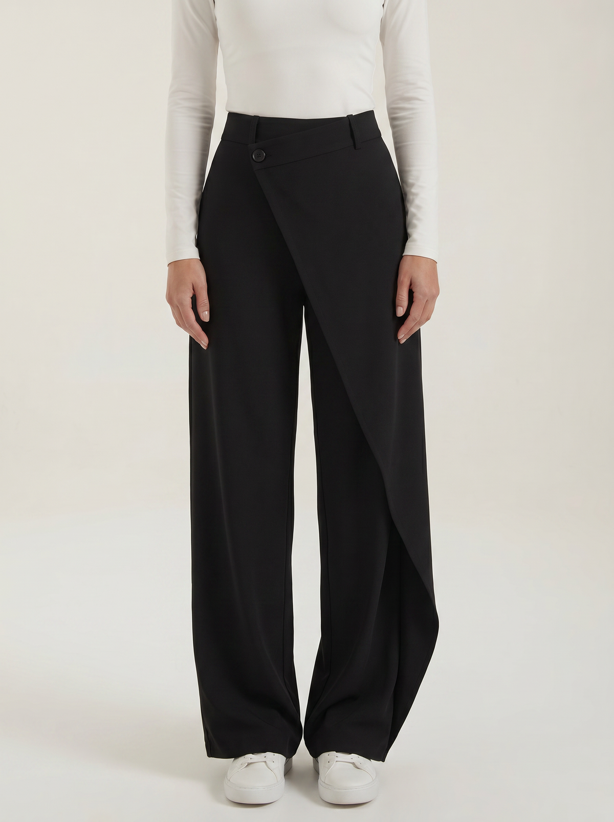 Jean High Waisted Asymmetric Wide Leg Pants