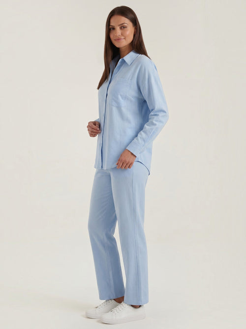 Amber Cotton Overshirt and Wide Leg Pants Set