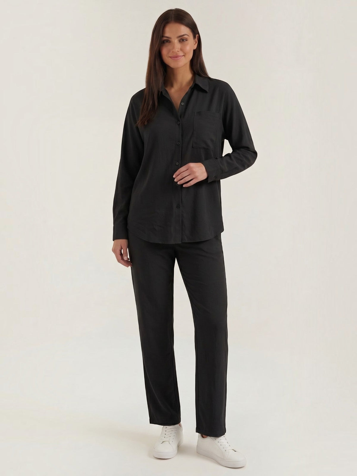 Amber Cotton Overshirt and Wide Leg Pants Set