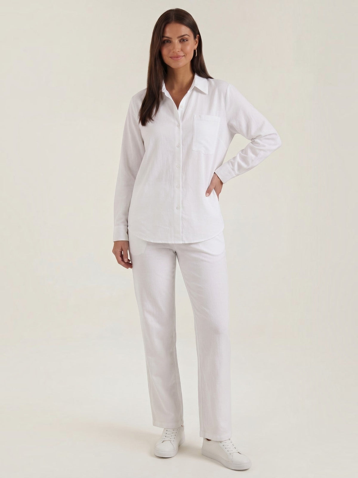 Amber Cotton Overshirt and Wide Leg Pants Set