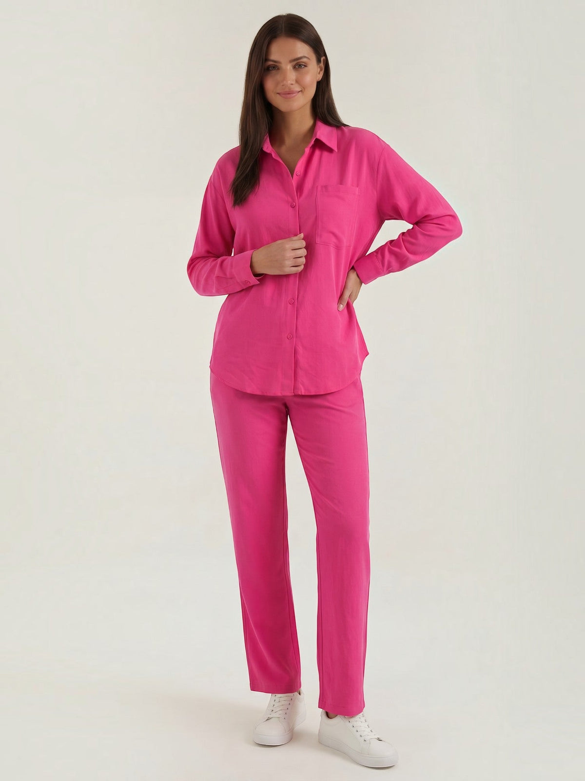 Amber Cotton Overshirt and Wide Leg Pants Set
