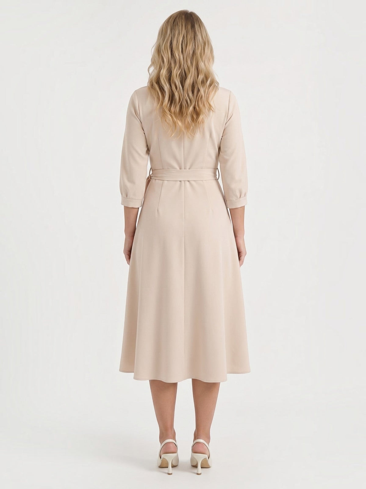 Amelia Wrap Midi Dress with Tie Belt