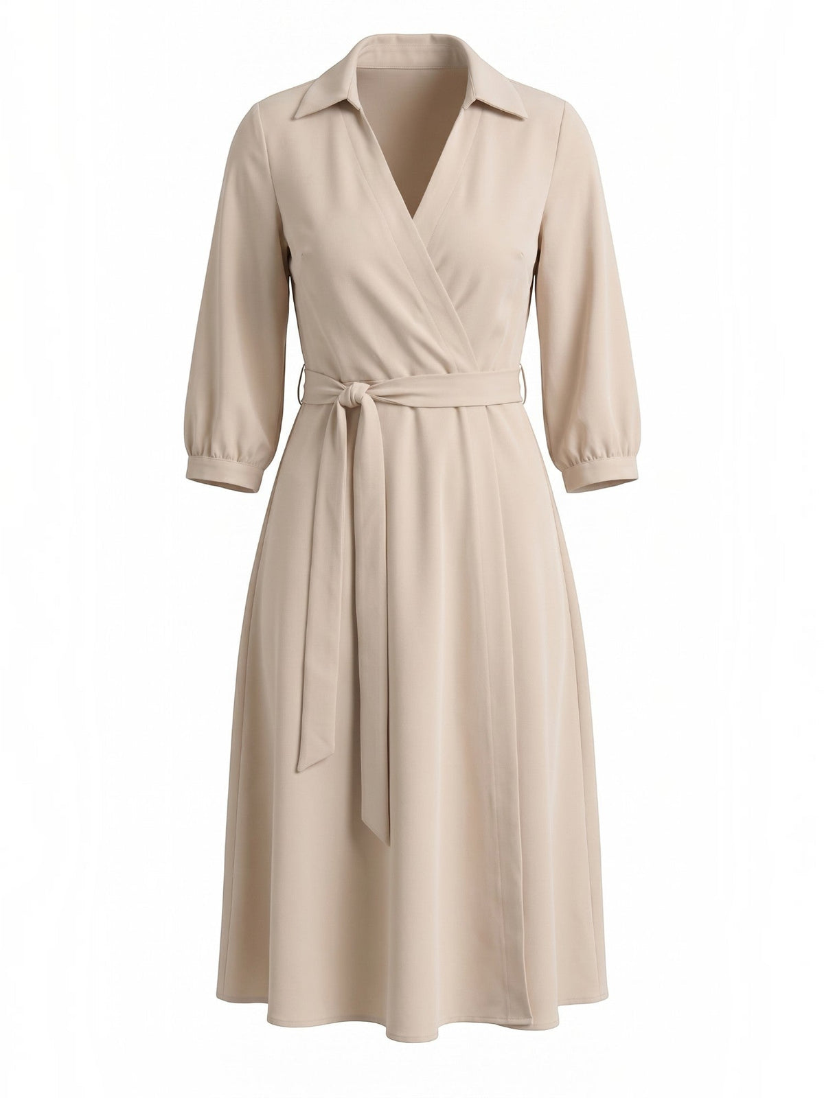 Amelia Wrap Midi Dress with Tie Belt