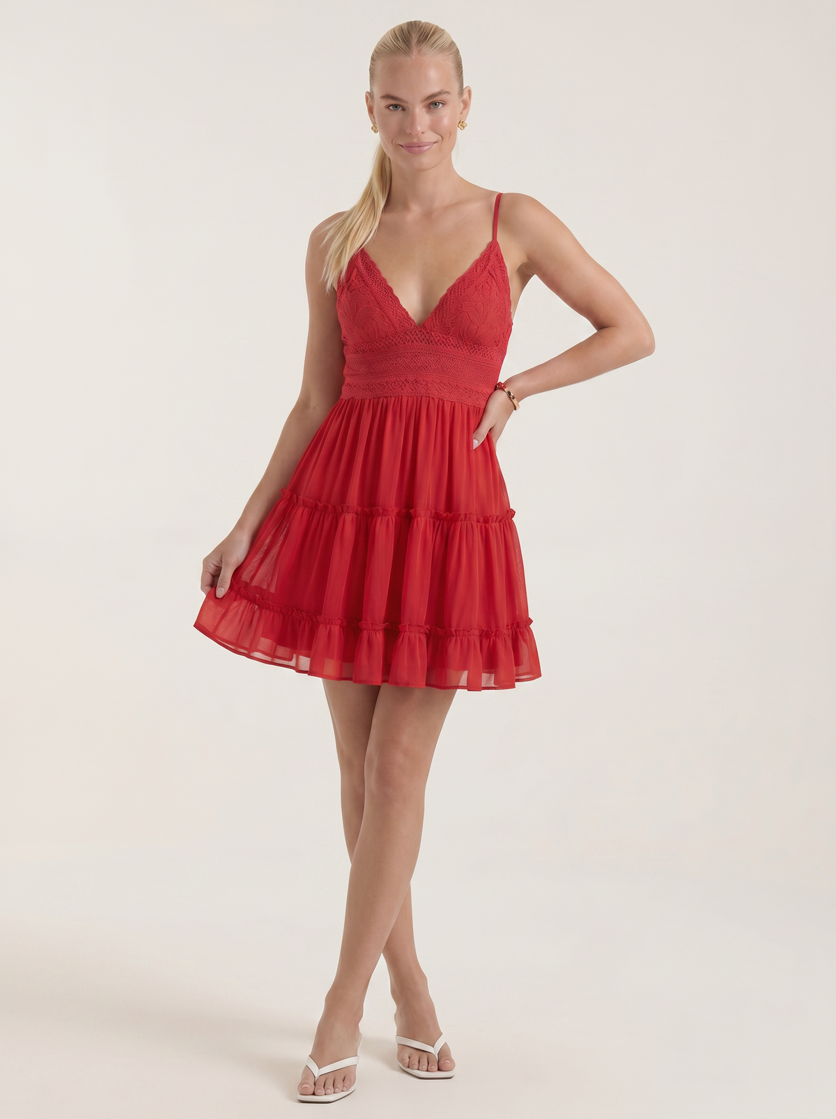 Christy Lace Bodice Tiered Mini Sundress