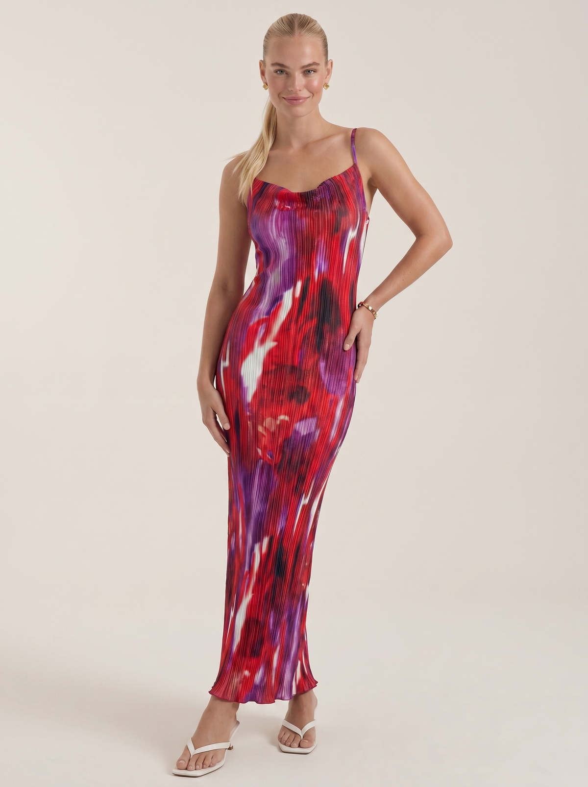 Henrietta Pleated Spaghetti Strap Maxi Dress