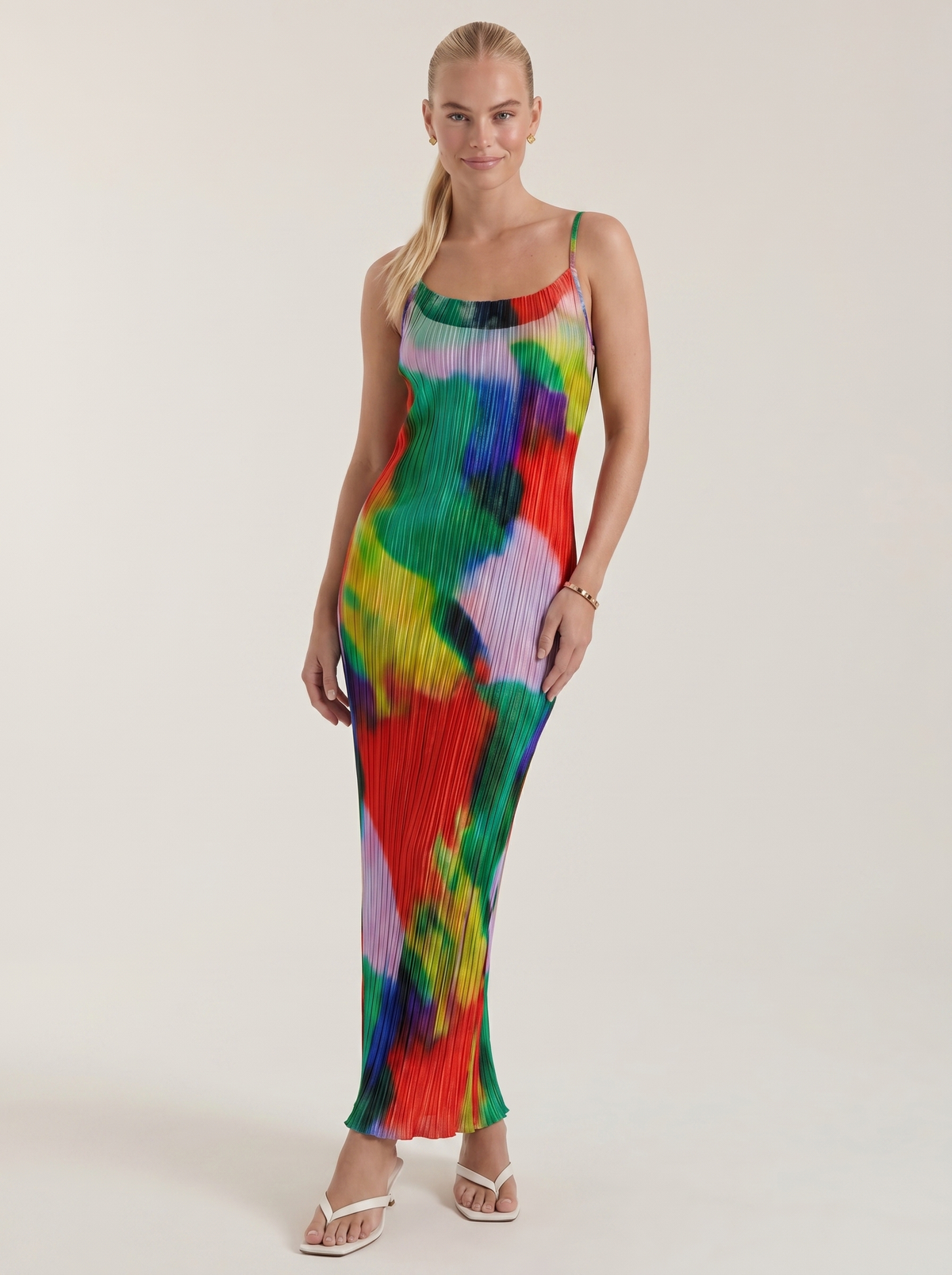 Henrietta Pleated Spaghetti Strap Maxi Dress