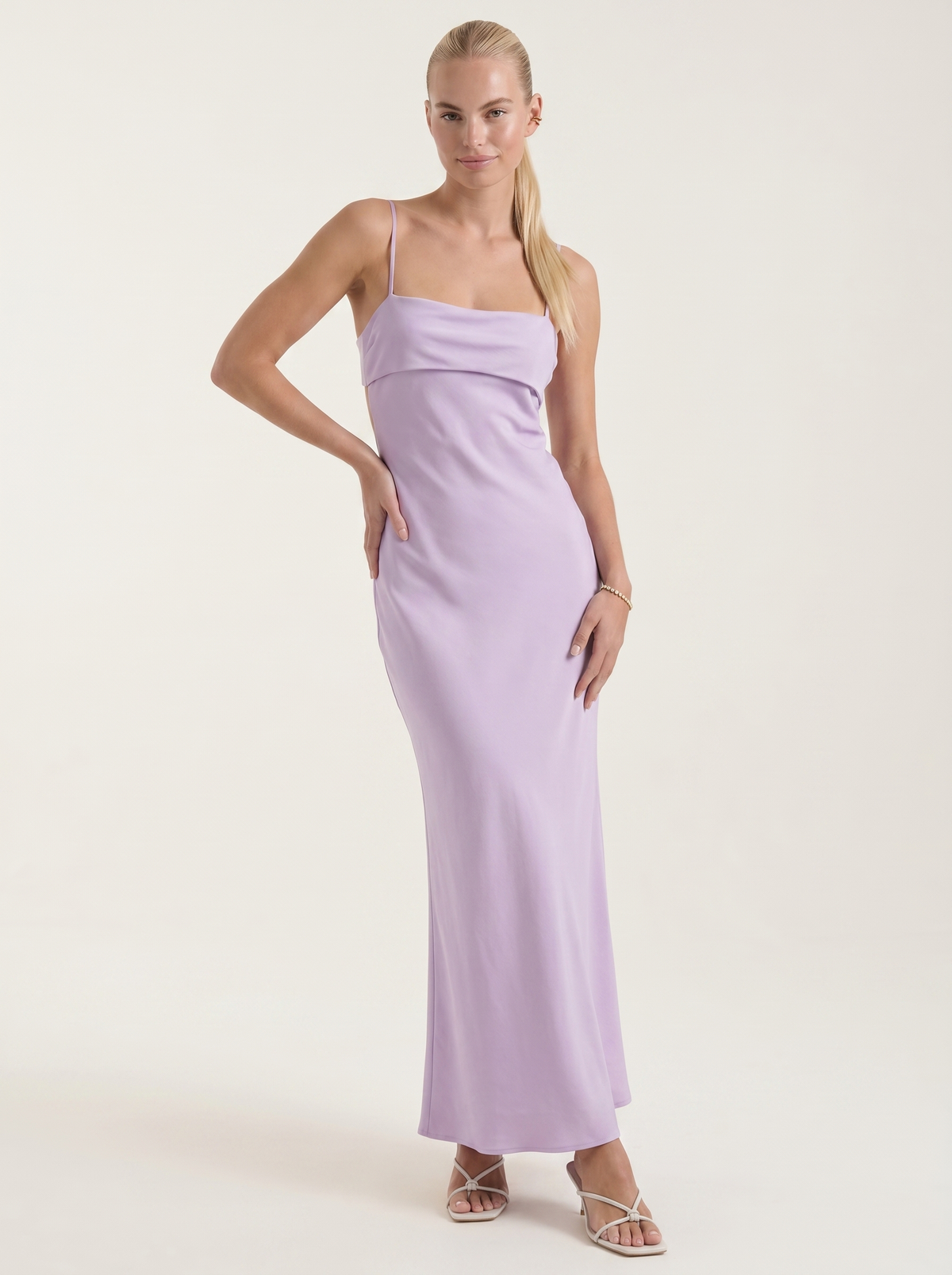 Dale Folded Straight Neck Slip Maxi Dress