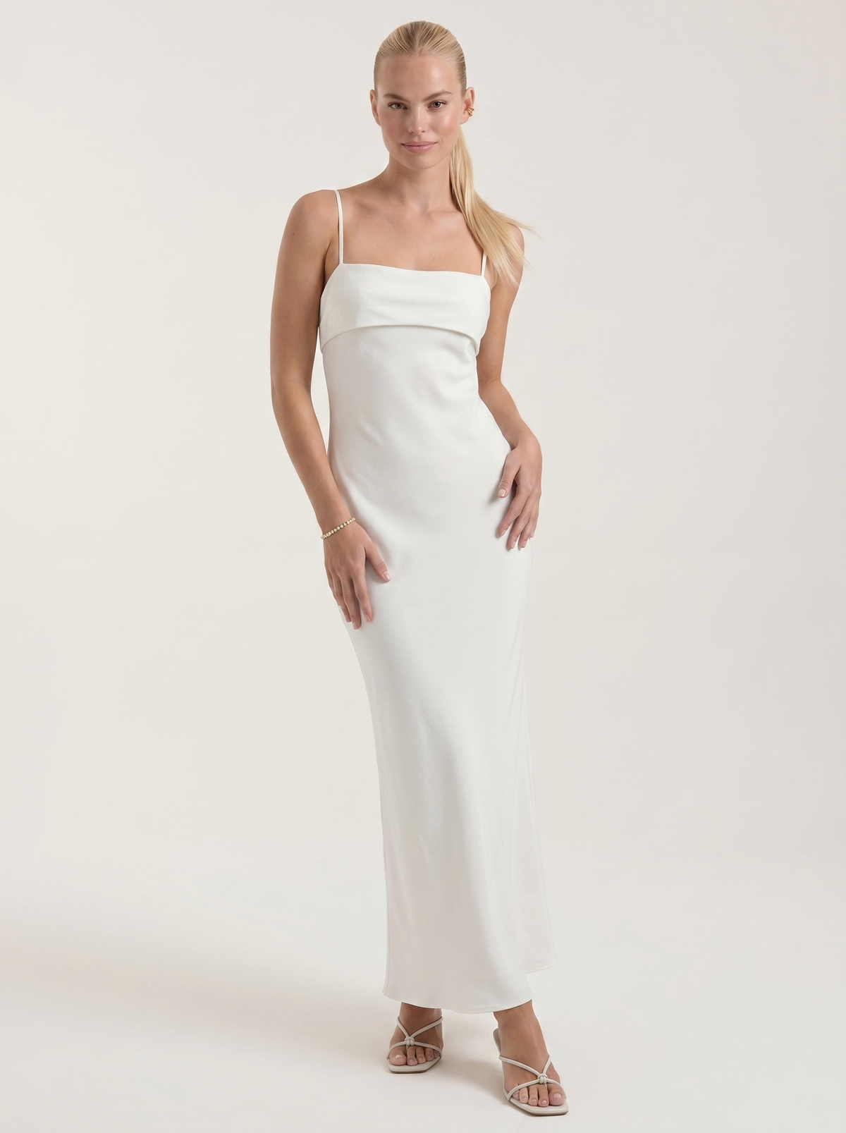 Dale Folded Straight Neck Slip Maxi Dress