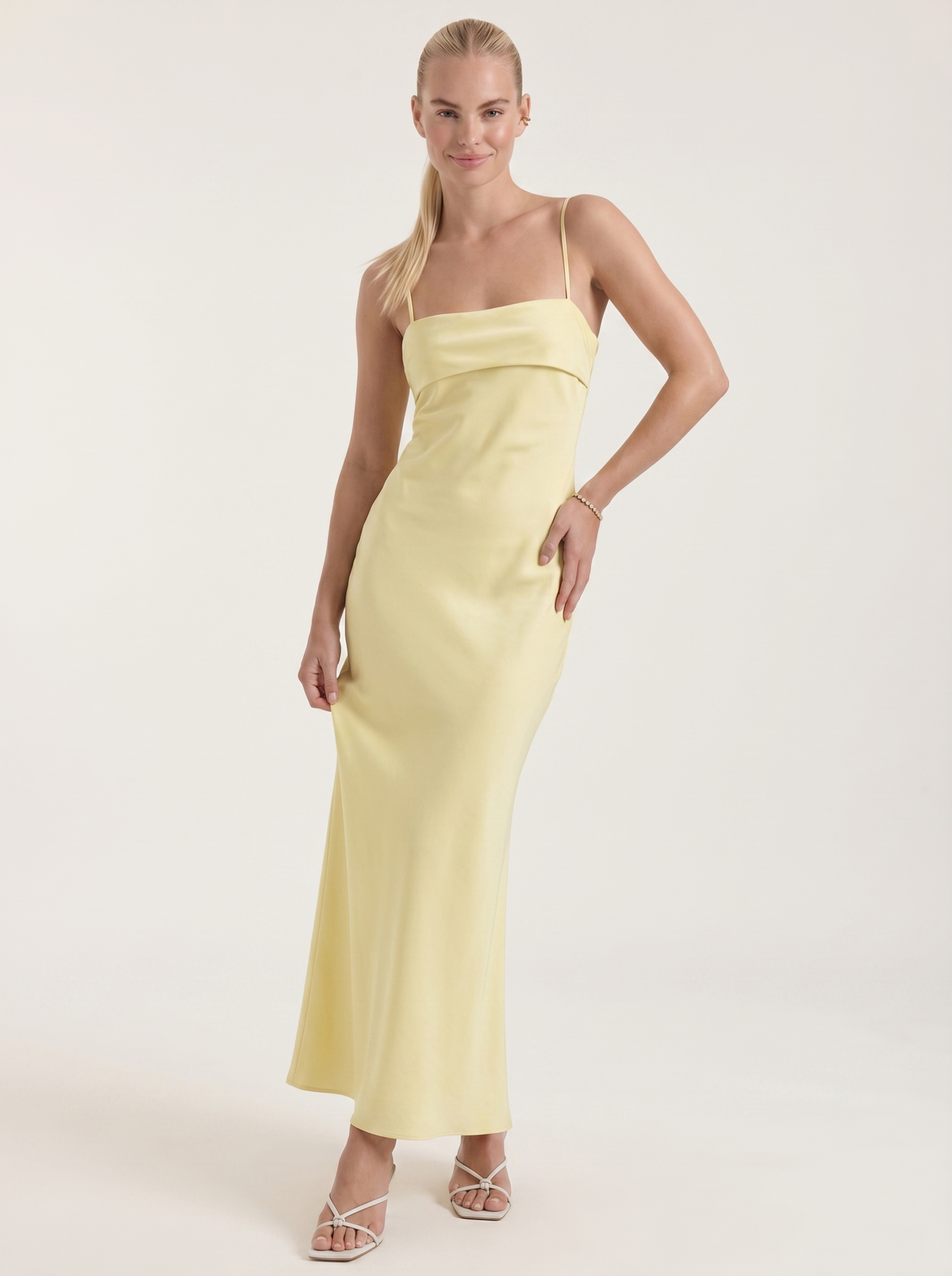 Dale Folded Straight Neck Slip Maxi Dress