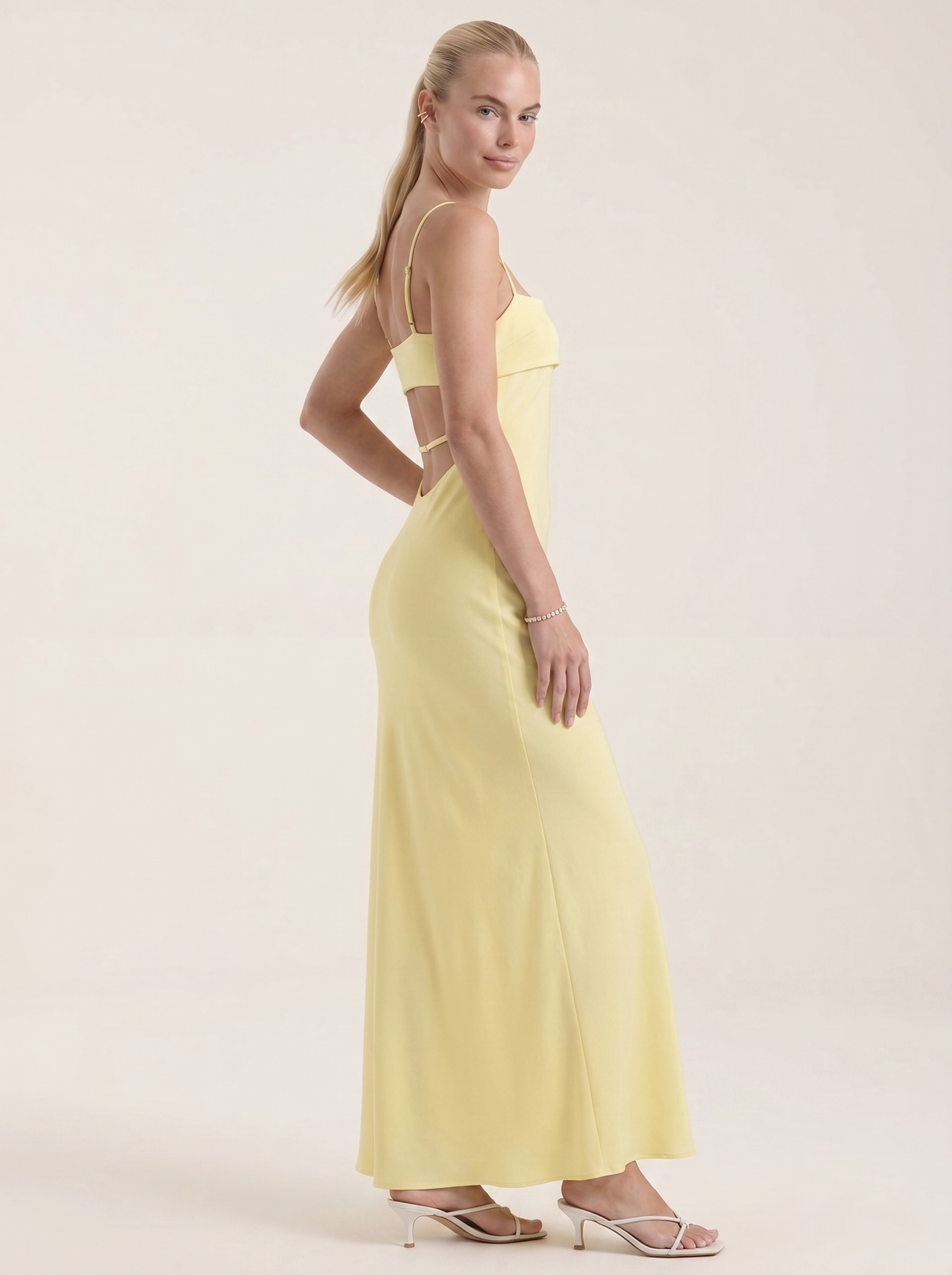 Dale Folded Straight Neck Slip Maxi Dress