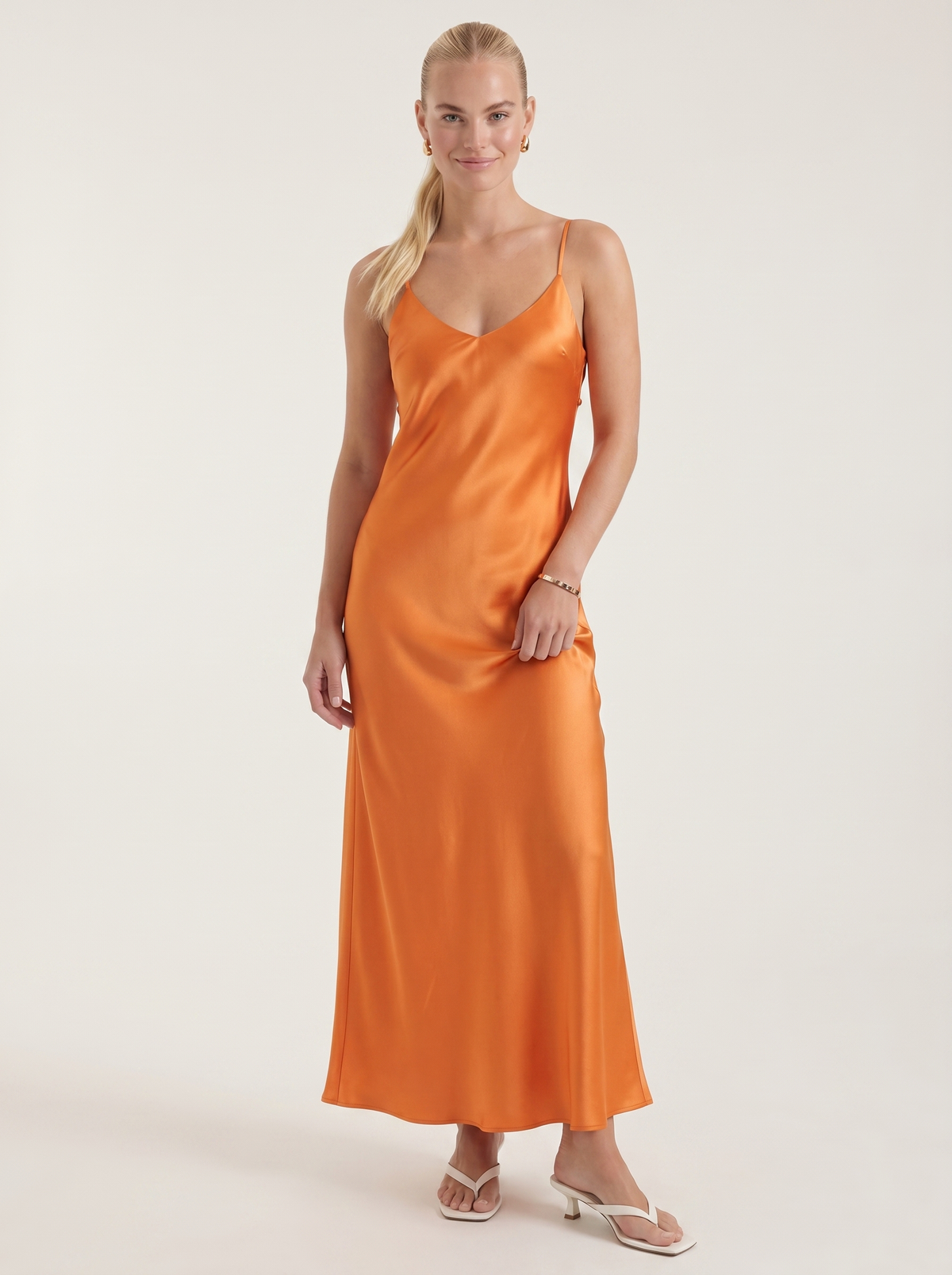 Bianca Bias Cut Shimmer Slip Maxi Dress