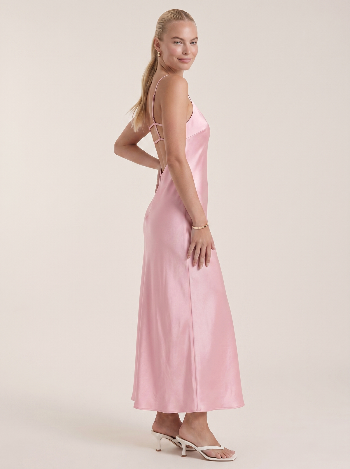 Bianca Bias Cut Shimmer Slip Maxi Dress