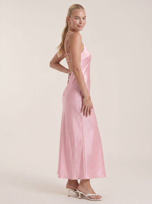 Bianca Bias Cut Shimmer Slip Maxi Dress