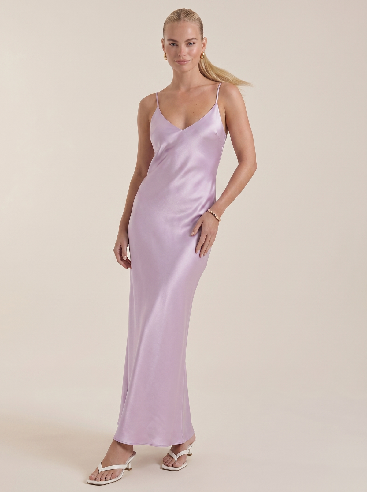 Bianca Bias Cut Shimmer Slip Maxi Dress