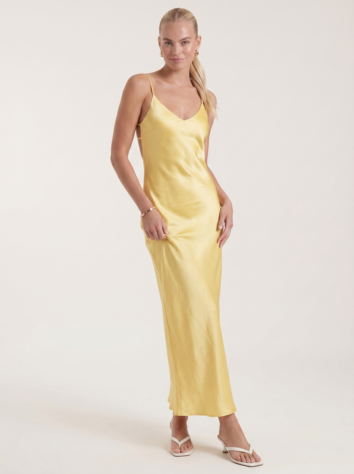 Bianca Bias Cut Shimmer Slip Maxi Dress