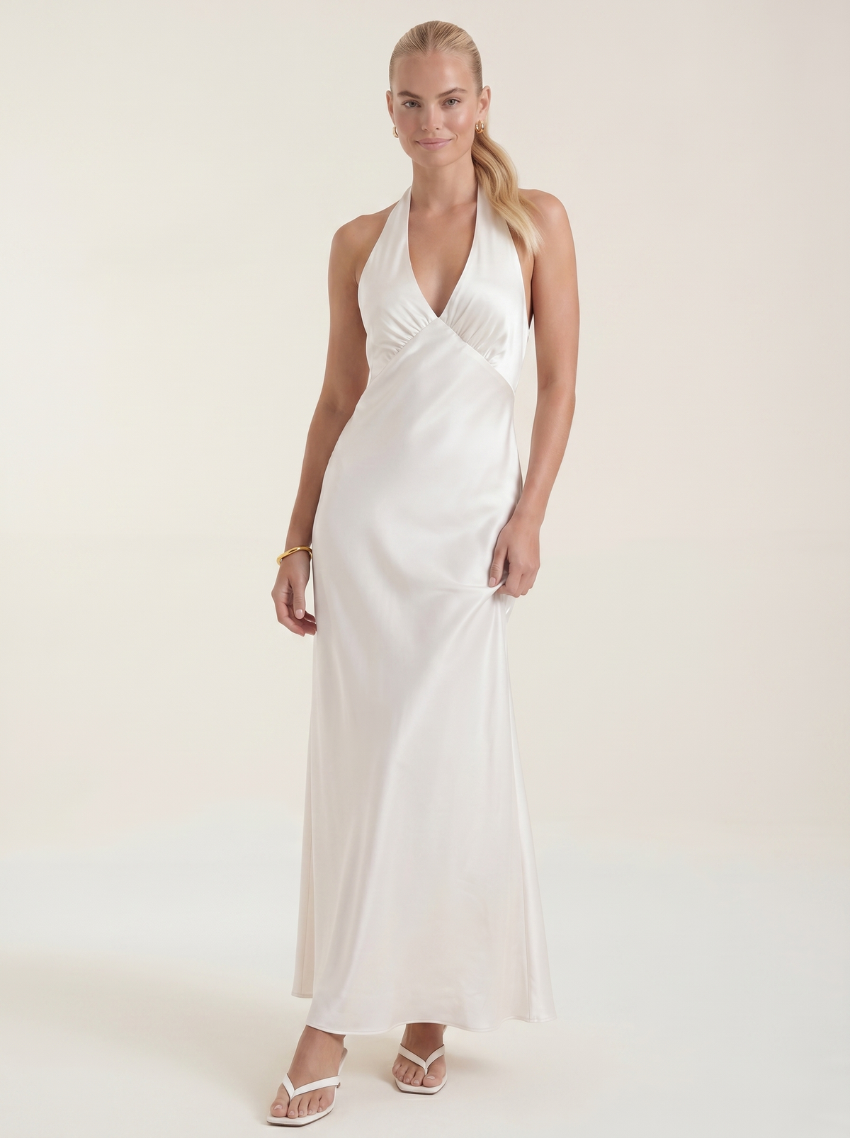 Essie Shimmer Halter Neck Open Back Maxi Dress