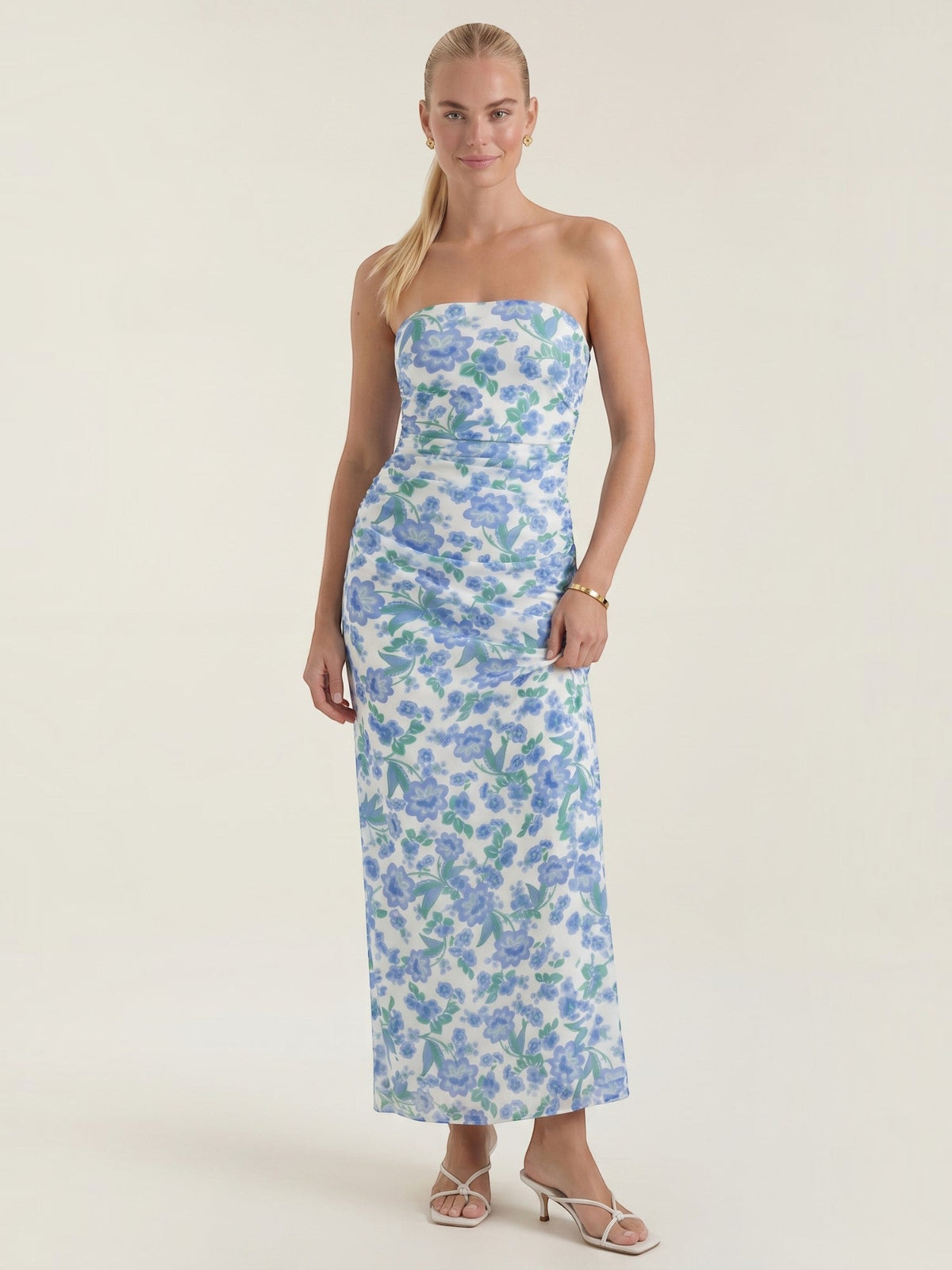 Elodie Strapless Ruched Bandeau Maxi Dress