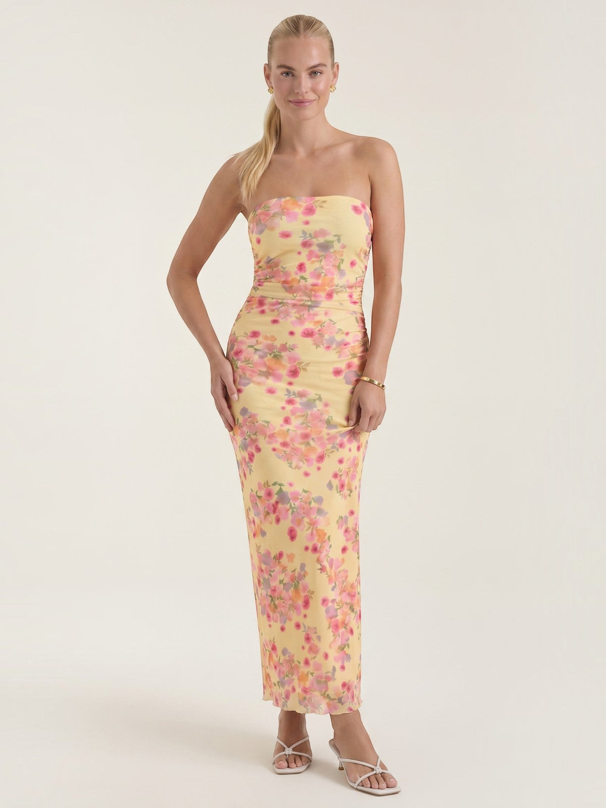Elodie Strapless Ruched Bandeau Maxi Dress